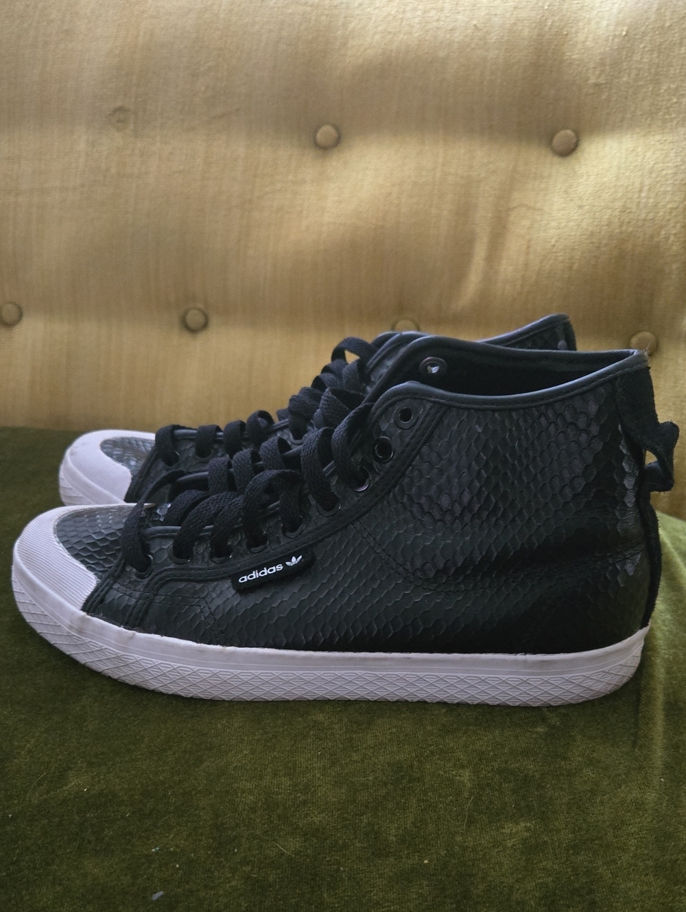 adidas Black High-Top Sneakers with White Sole